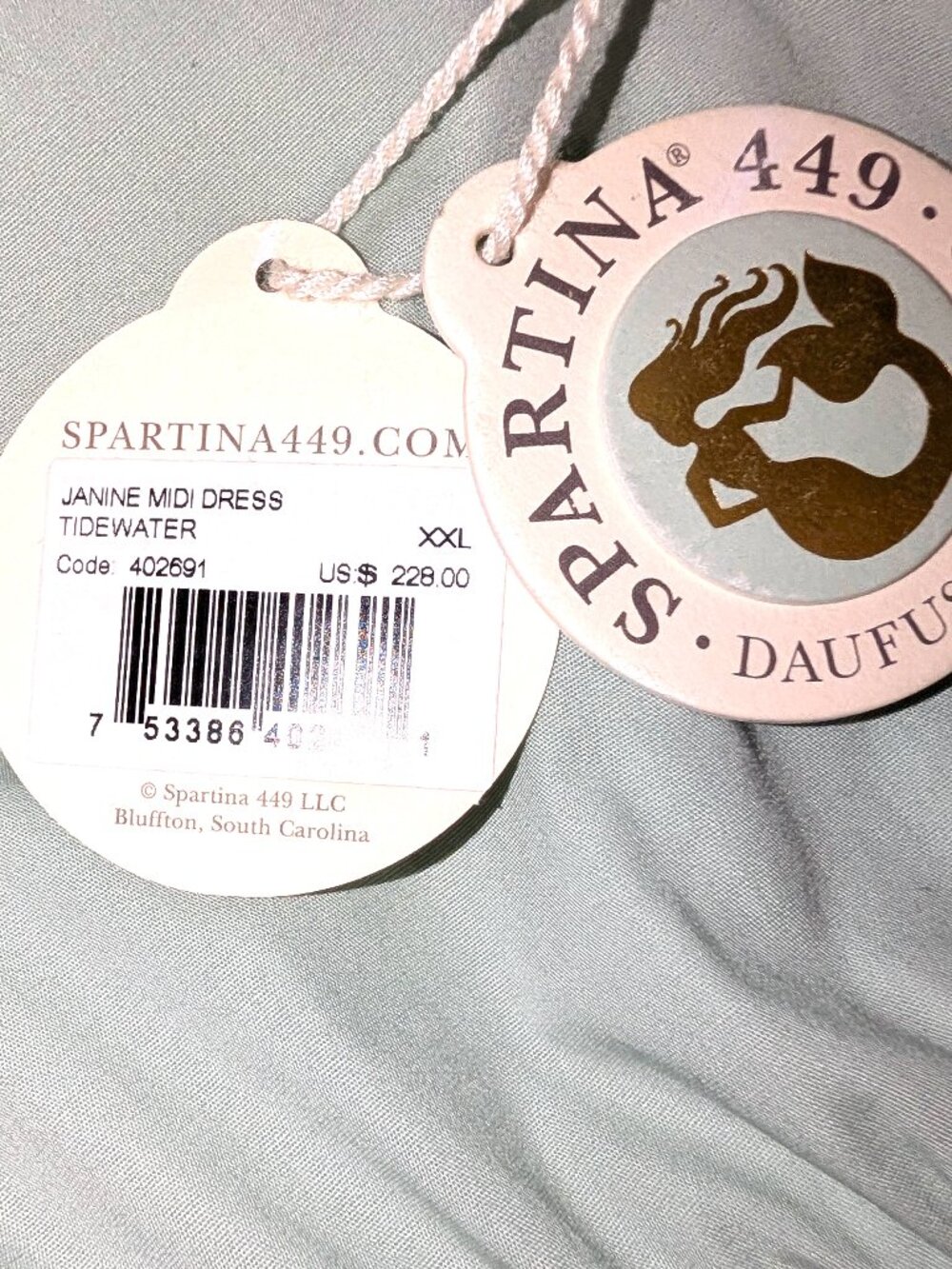 NWT Spartina 449 | Janine Midi Dress in "Tiedwater" Mint Green | Size XXL - Picture 12 of 15